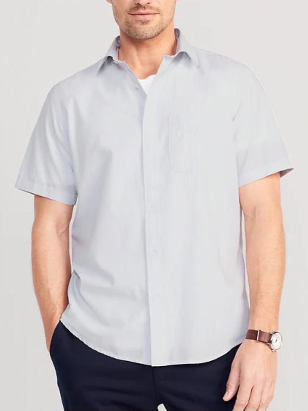 Old Navy Men’s Regular-Fit Short-Sleeve Everyday Shirt XXL Light Blue Coastal - Picture 16 of 16